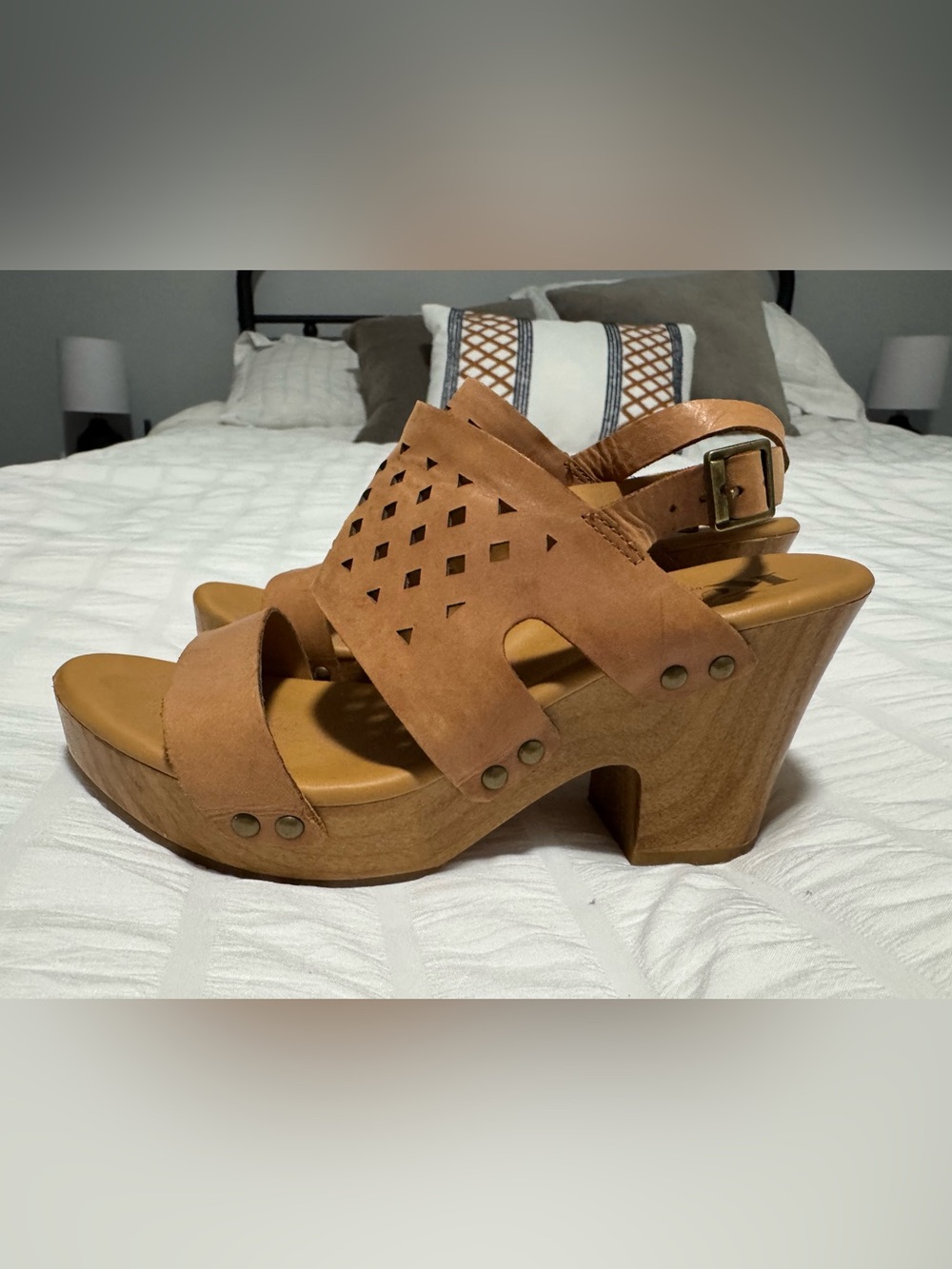 Kork-Ease Tan Suede Platform Clog Sandals